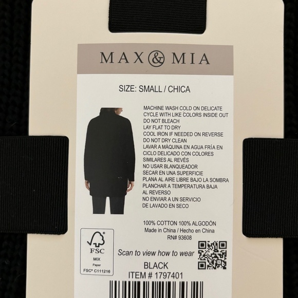 Ladies NWT Max and Mia open front cardigan, Black size Small and x large - Picture 4 of 5